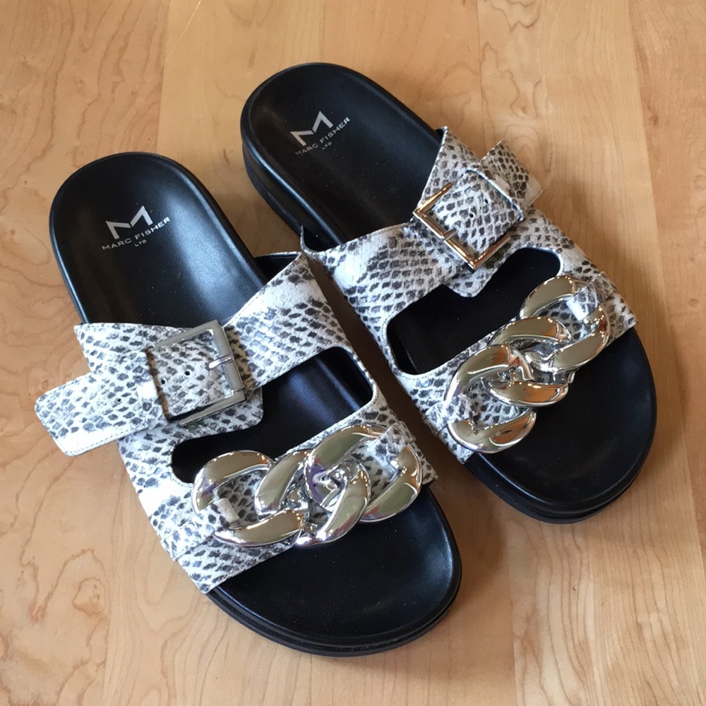 Marc Fisher Fresno Slide Sandal In Roccia Leather